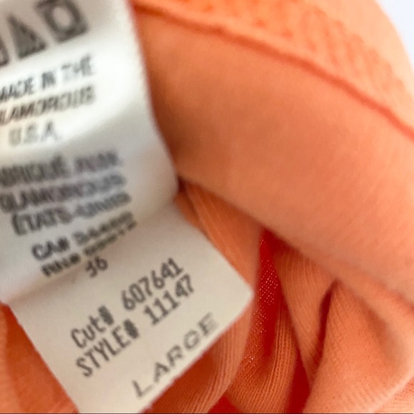 OG: Juicy Couture ✌︎︎ V Neck Tux Stripe Baby Tee T Shirt ✌︎︎ Orange Pop ✌︎︎ M L - Picture 8 of 12